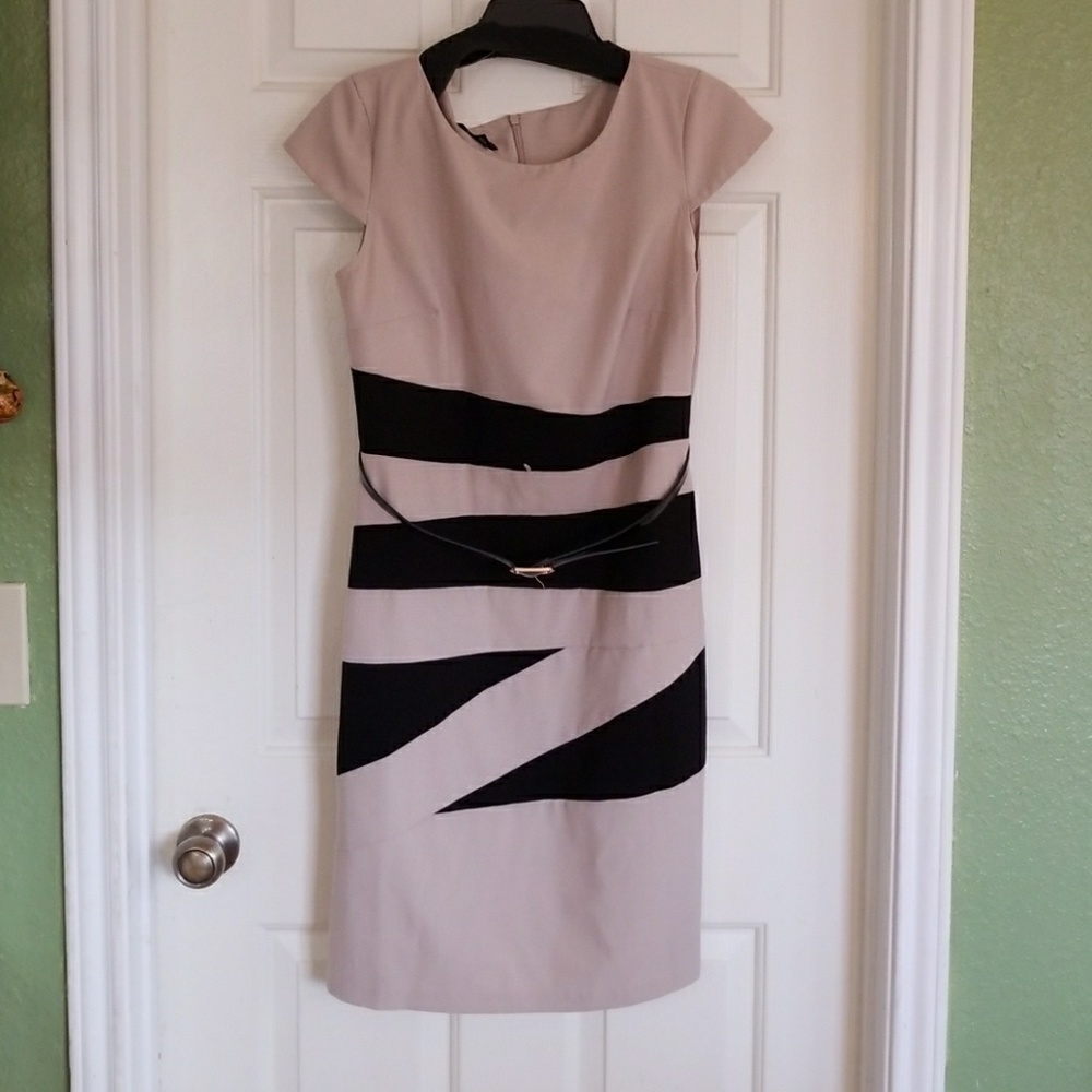 Beige Geometric Dress